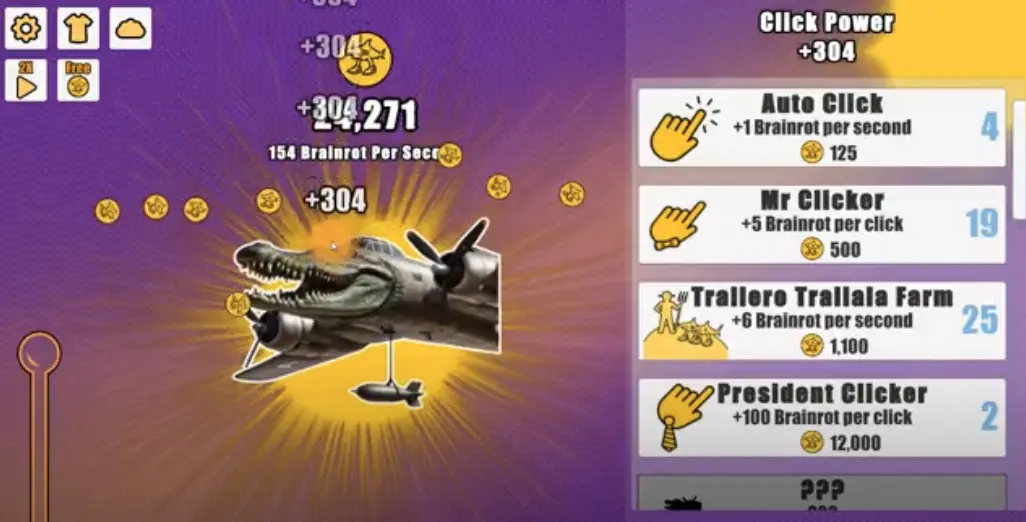 Italian Brainrot Game Screenshot - Premium Cat Character Brainrot Clicker Game - Royal Cat Character with Crown
